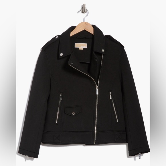 Michael Kors Black Asymmetric Zip Moto Jacket/size M - Picture 1 of 4